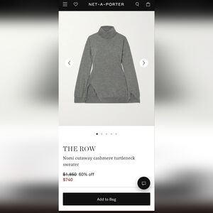 The Row Nomi Gray Cashmere Turtleneck Sweater